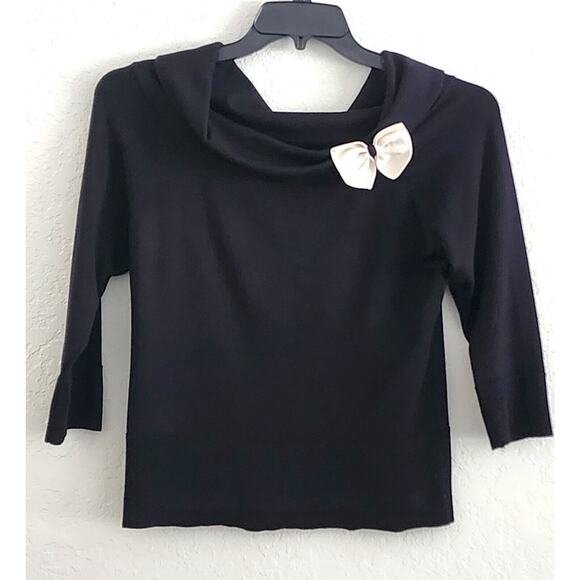 TOP/BLOUSE-INC-INTERNATIONAL CONCEPTS-Black-Cowl Neck-Silk Blend-3/4 Sleeves-Lrg - Picture 1 of 14